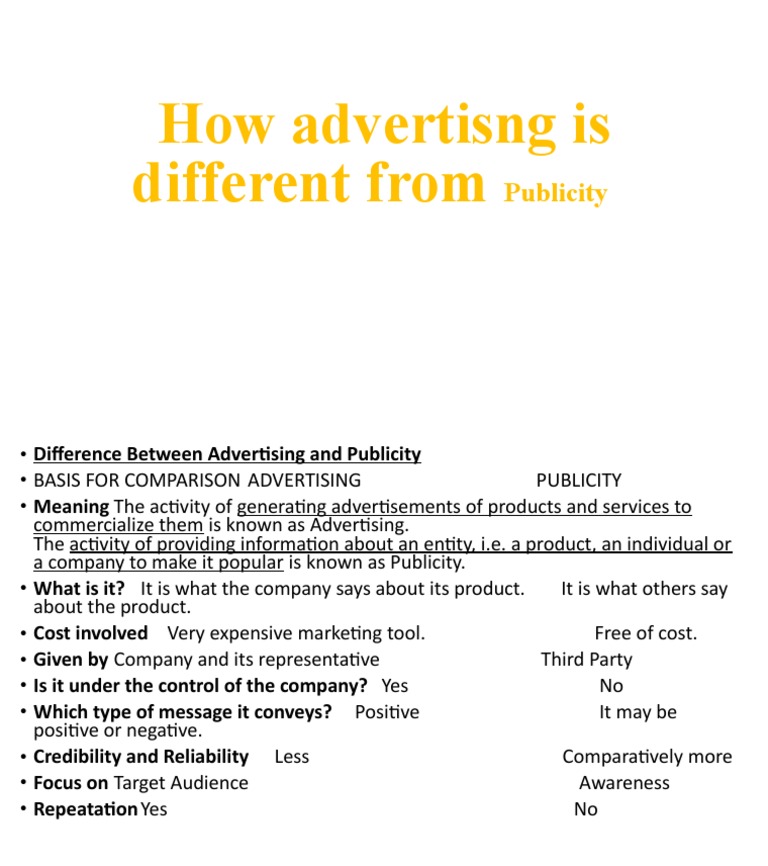 How Advertisng Is Different From Publicity | PDF