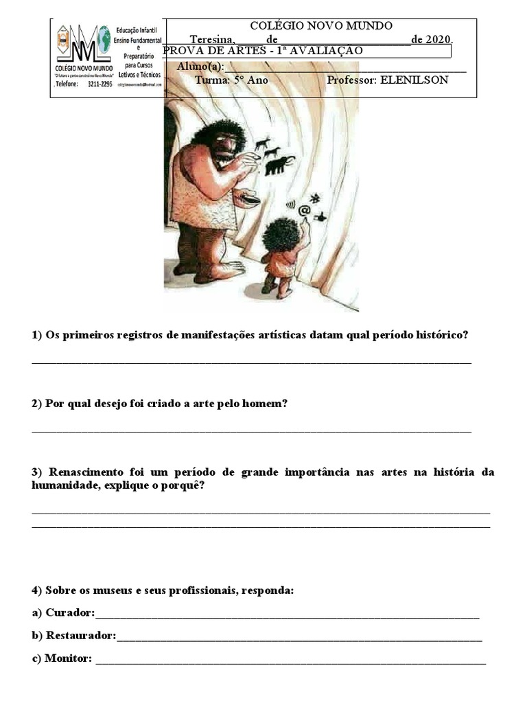 Prova Artes 5 Ano 1 Avaliação | PDF