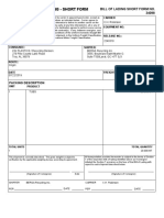 STRAIGHT BILL OF LADING SHORT FORM