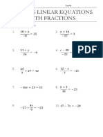 6.1H Solving Linear Equations With Fractions (Ans)