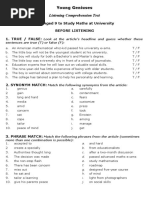 Young Geniuses Listening and Vocabulary Exercises