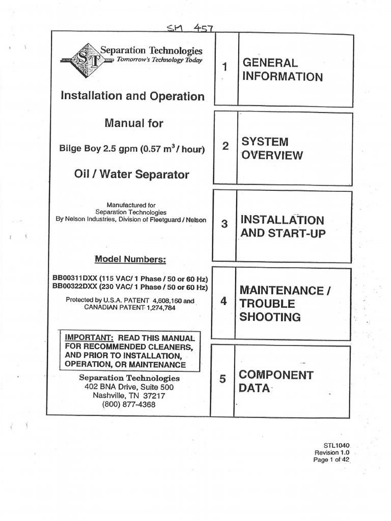 Oil Water Separator Installation and Operation Manual PDF