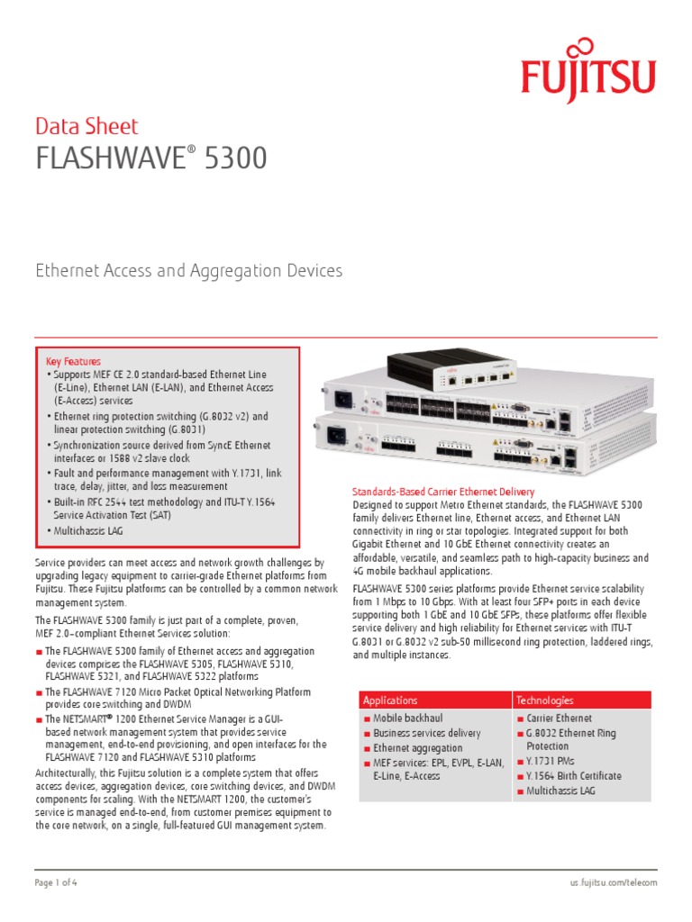 Flashwave 5300: Data Sheet | PDF | Ethernet | Network Switch