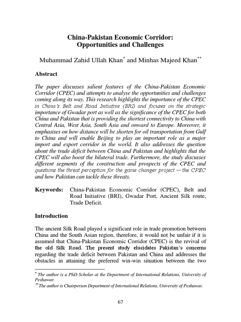 CPEC: Opportunities and Challenges | PDF | Pakistan | Economies