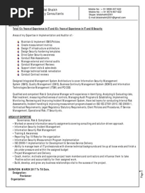Bilal Shaikh CV  for Information Security Consultants (Qatar)