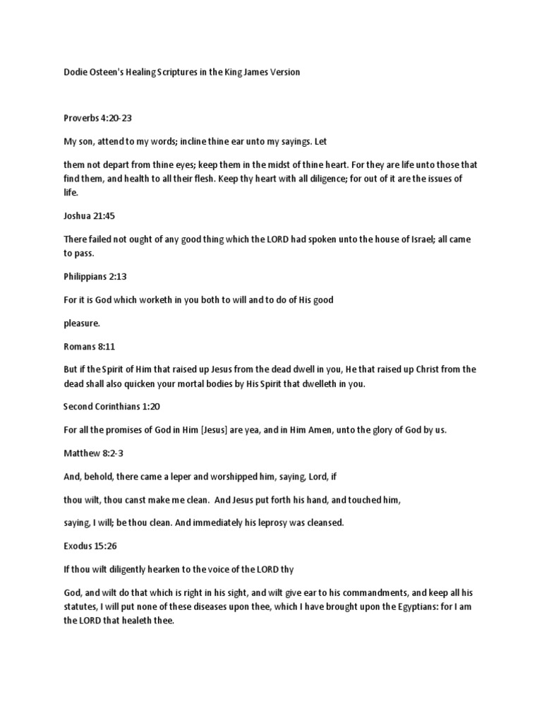 Dodie Osteen Healing Scriptures | PDF | Armor Of God | Gospel Of Matthew