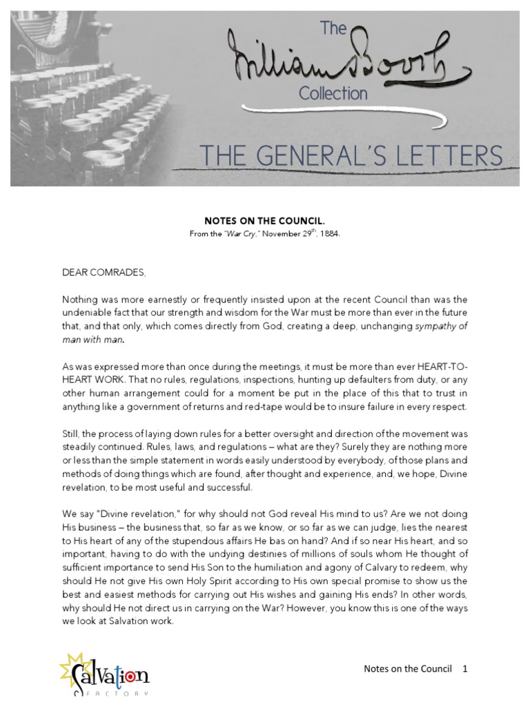 The General's Letters C2 - Notes On The Council | PDF | Religion And Belief