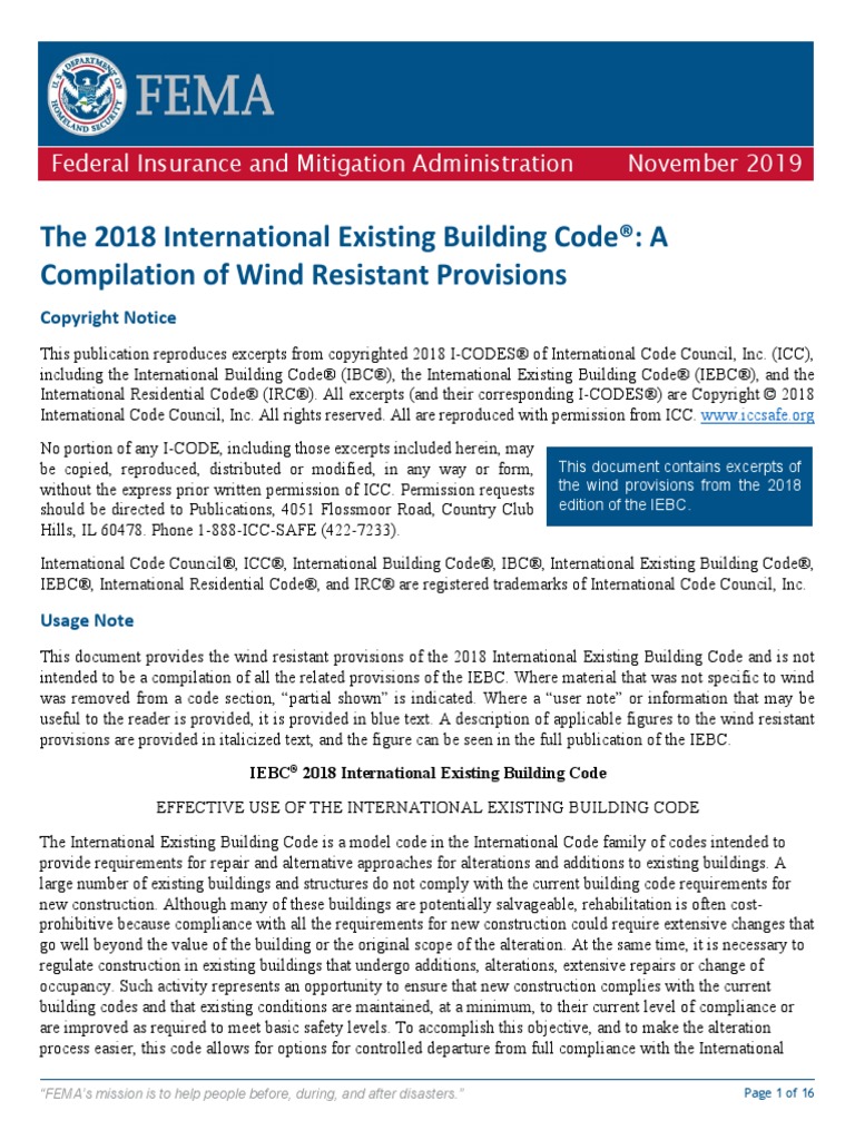The 2018 International Existing Building Code®: A Compilation of Wind ...