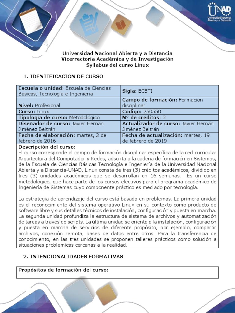 Syllabus del Curso de Linux UNAD | PDF | Distribución de Linux ...