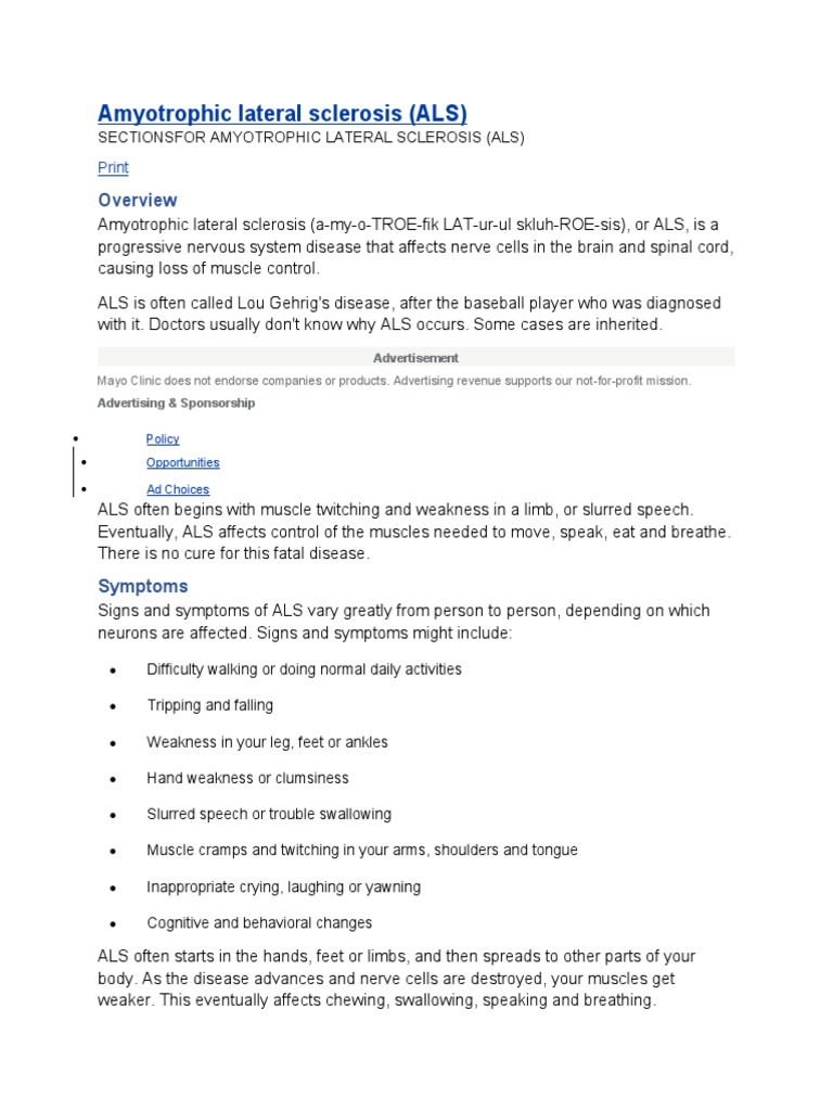 Understanding Amyotrophic Lateral Sclerosis | PDF | Amyotrophic Lateral ...