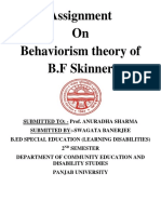 Assignment On Theory of B.F Skinner