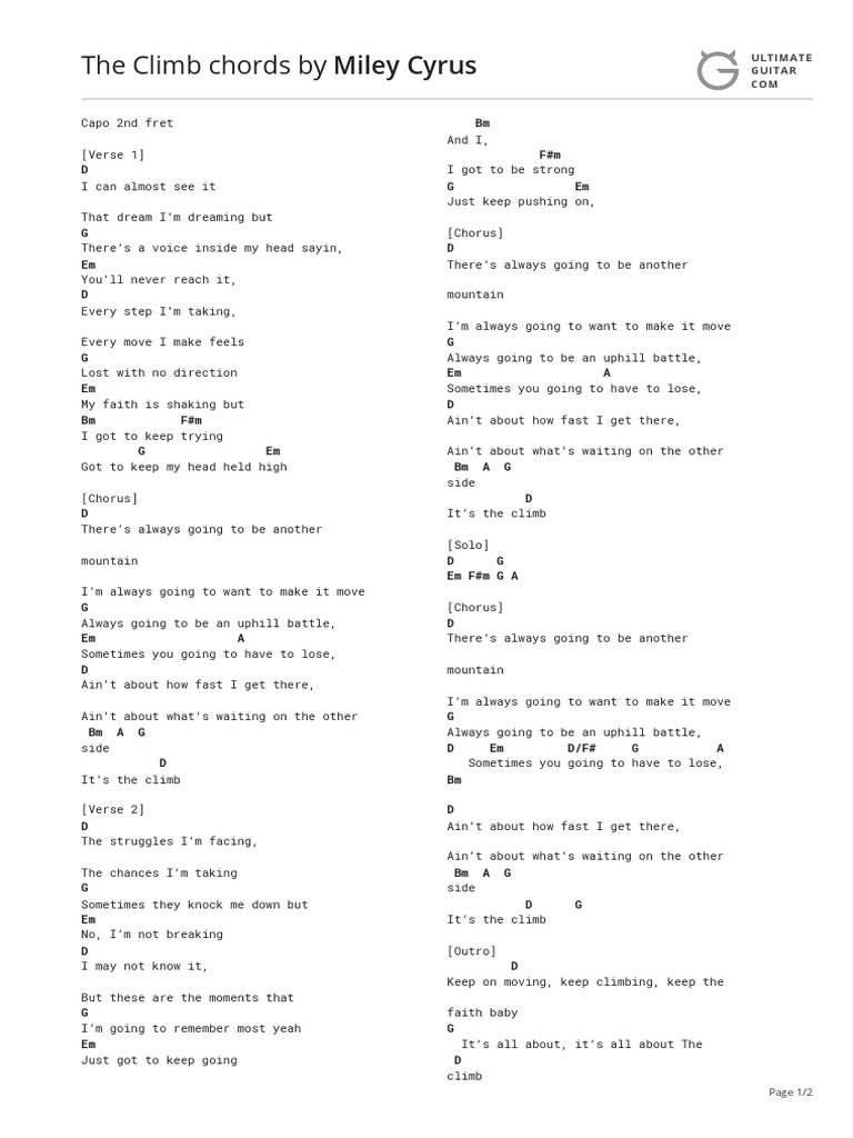 The Climb Chords (Ver 4) by Miley Cyrustabs at Ultimate Guitar Archive