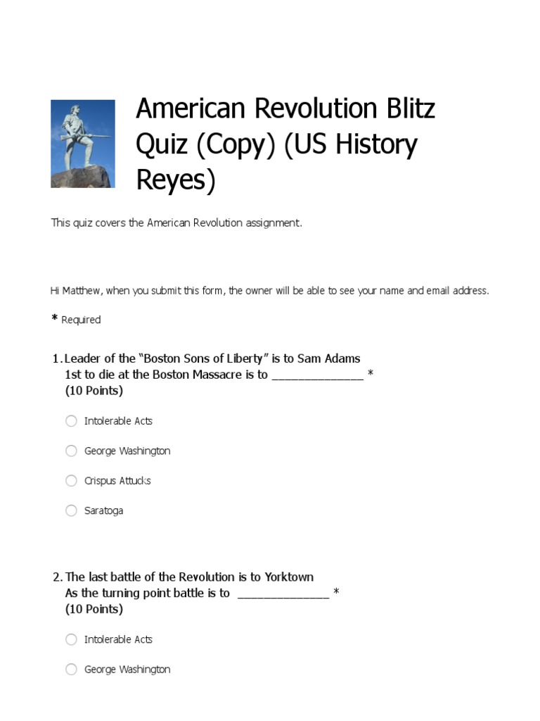 American Revolution Blitz Quiz | PDF | American Revolution | George ...