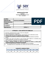 2016 - 1R - 1 - Cálculo Integral