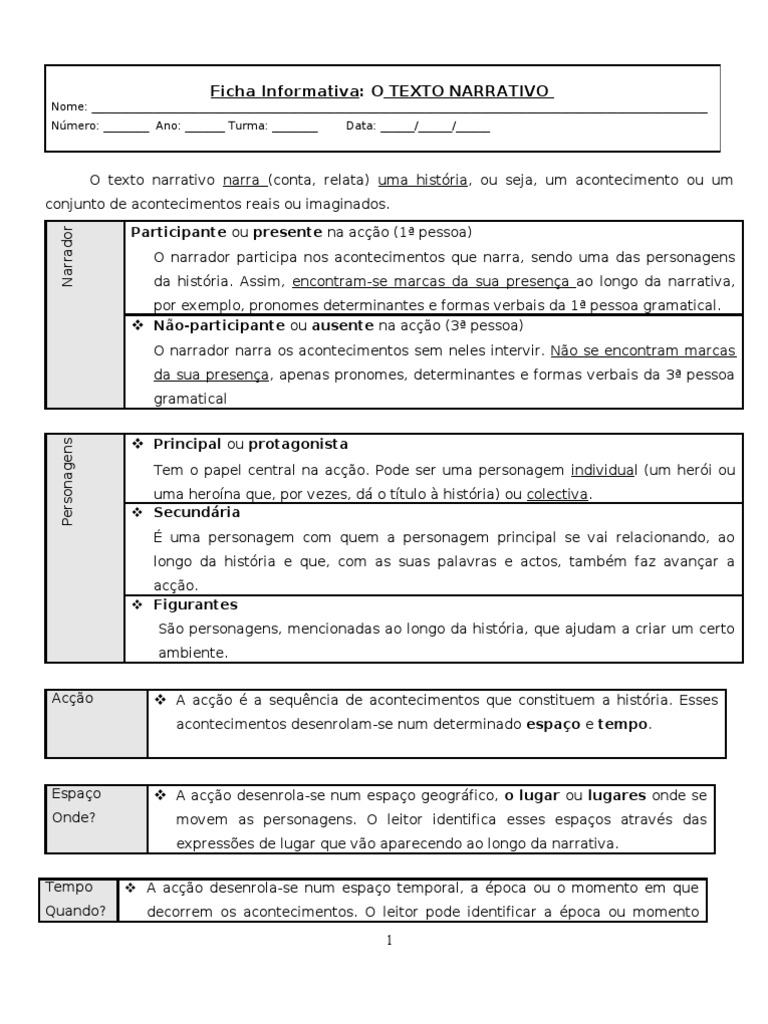 Estrutura da Narrativa 1 | Idiomas