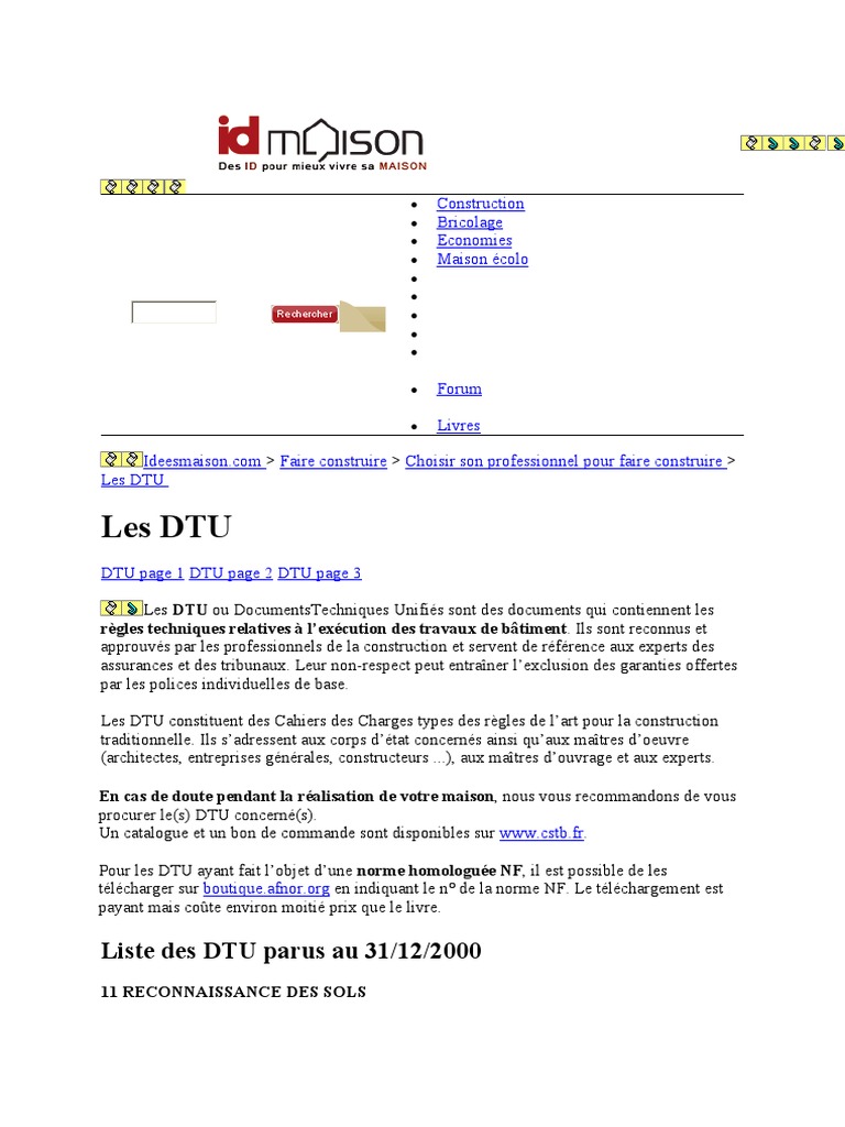 Les DTU | PDF | Code de la construction et de l'habitation | Fondation ...