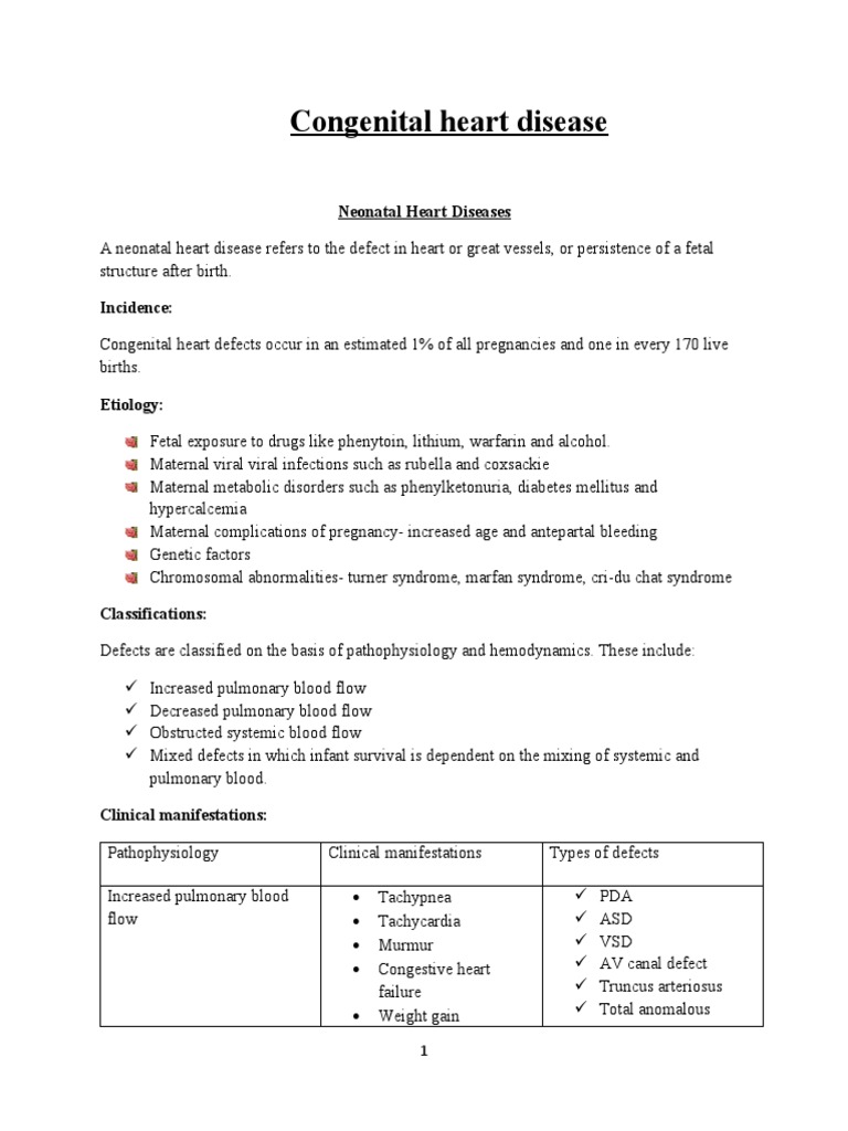 Congenital Heart Disease | PDF | Congenital Heart Defect | Heart