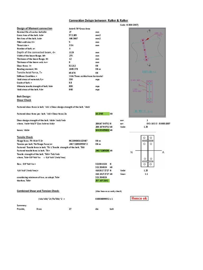 Rafter Connection Design Details | PDF | Screw | Beam (Structure)