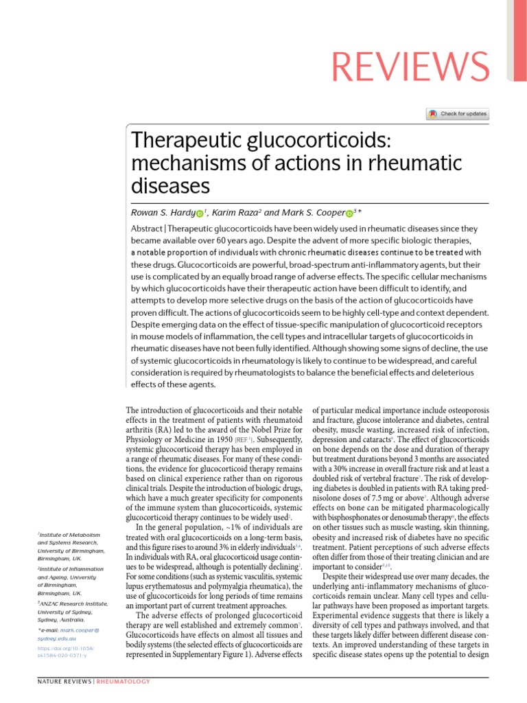 2020 Therapeutic Glucocorticoids - Mechanisms of Actions in Rheumatic ...