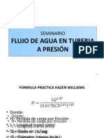 SEMINARIO DE FLUJO DE AGUA EN TUBERIAS A PRESION