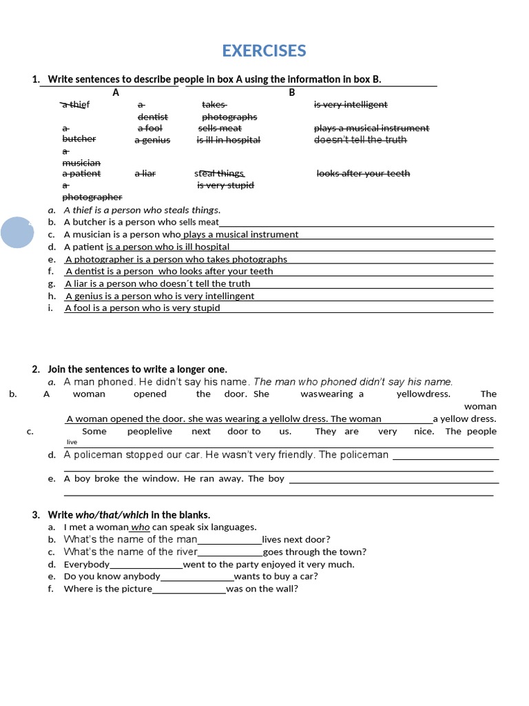 Ejercicios De Ingles