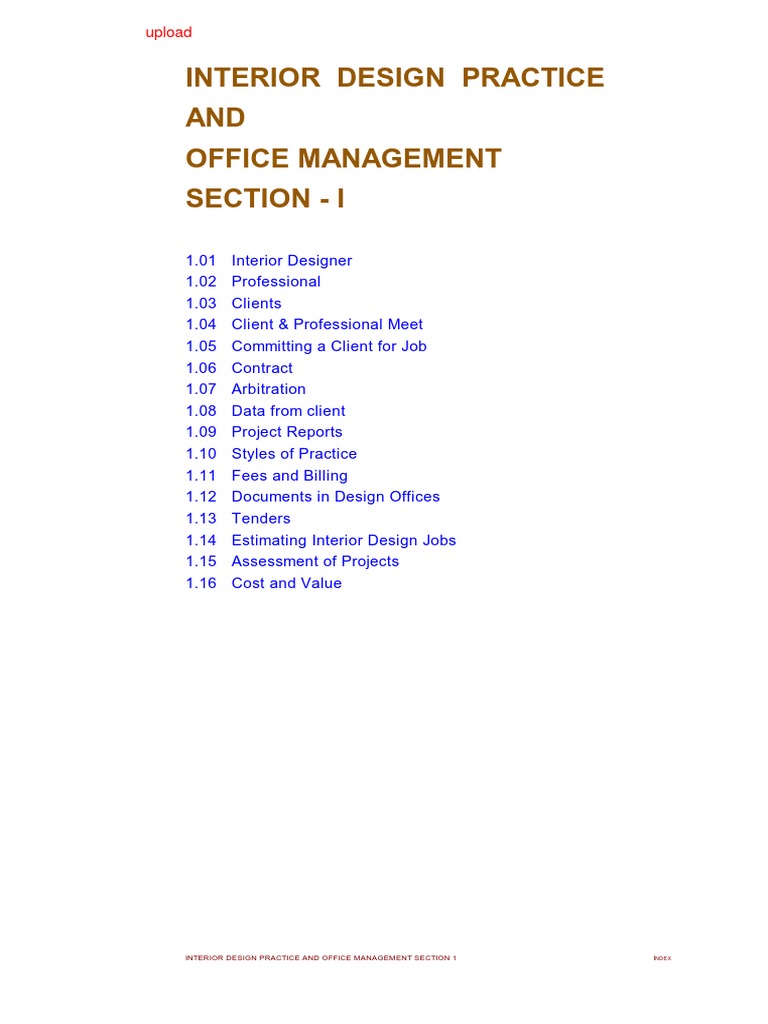 Interior Design Practice and Office Management 1 | PDF | Interior ...