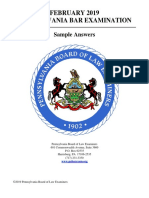 February 2019 Pennsylvania Bar Examination: Sample Answers
