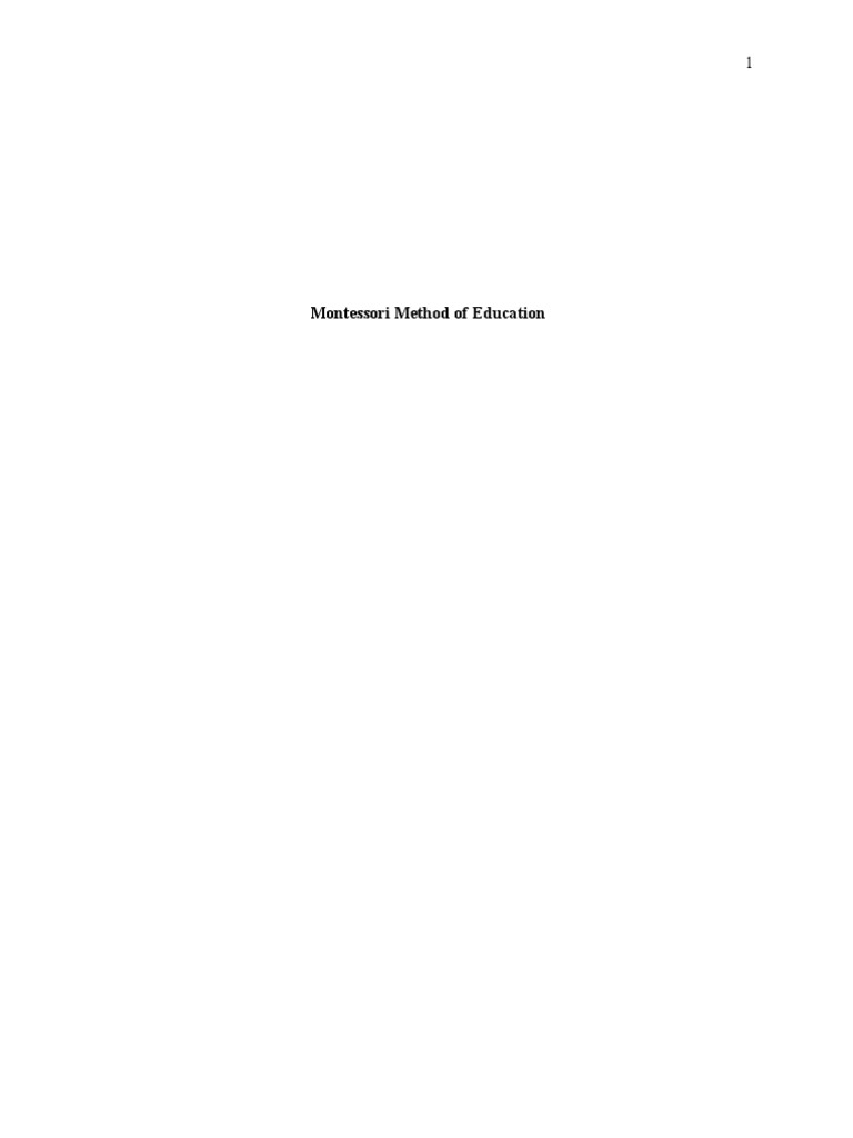 Montessori Method of Education | PDF | Montessori Education | Teachers