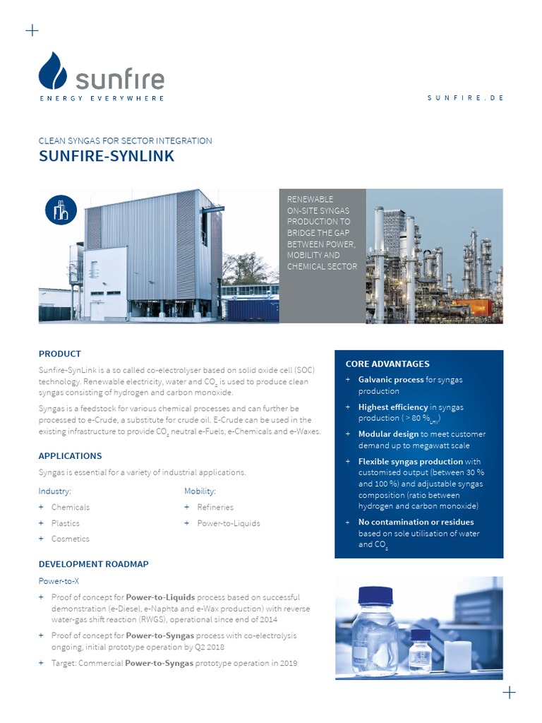 Sunfire-SynLink: Clean Syngas Solutions | PDF | Energy Technology ...