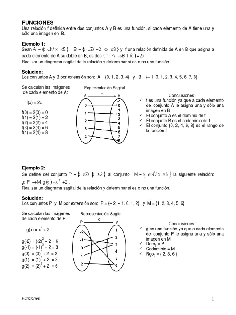Funciones en Diagrama Sagital | PDF | Función (Matemáticas) | Enseñanza de  matemática