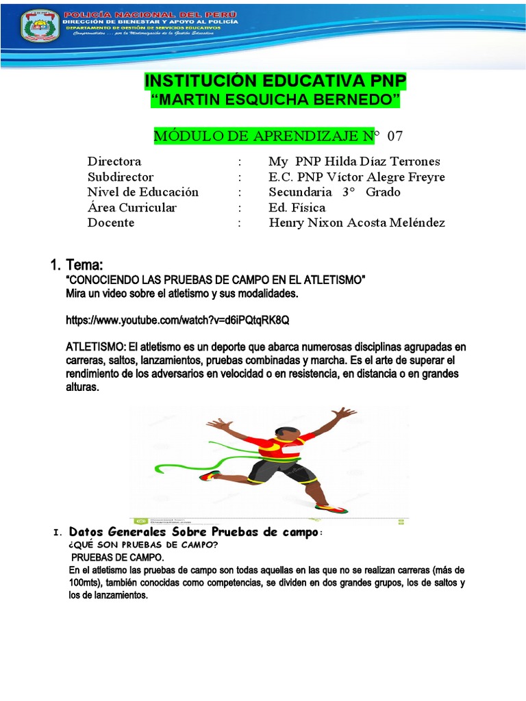 MODULO 7 3° Ed. Fisica | PDF | Deporte del atletismo | Juegos de ...