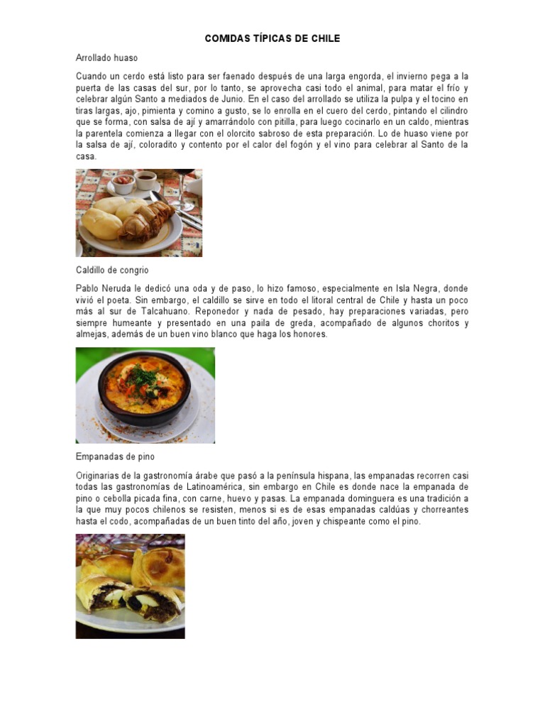 Comidas Típicas de Chile | PDF | Alimentos | Cocina