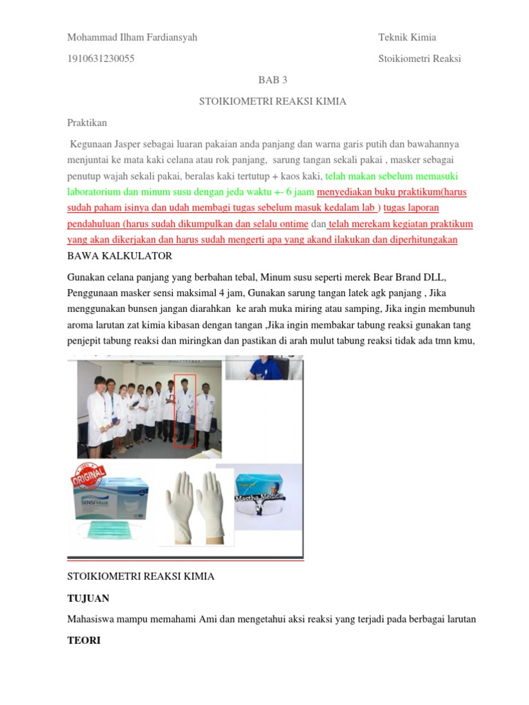 Panduan Praktikum Stoikiometri Kimia | PDF | Metode & Bahan Ajar ...