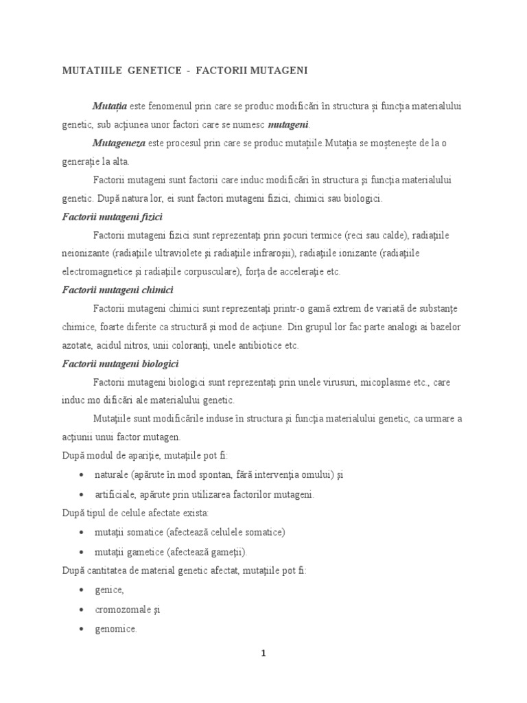 Mutatiile Genetice | PDF