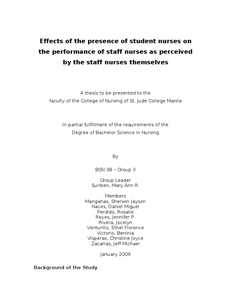Background Of The Study Problem Statement Nursing Motivation