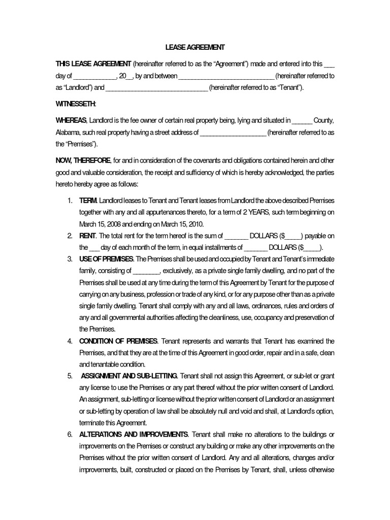 Lease Agreement Format | PDF | Leasehold Estate | Landlord