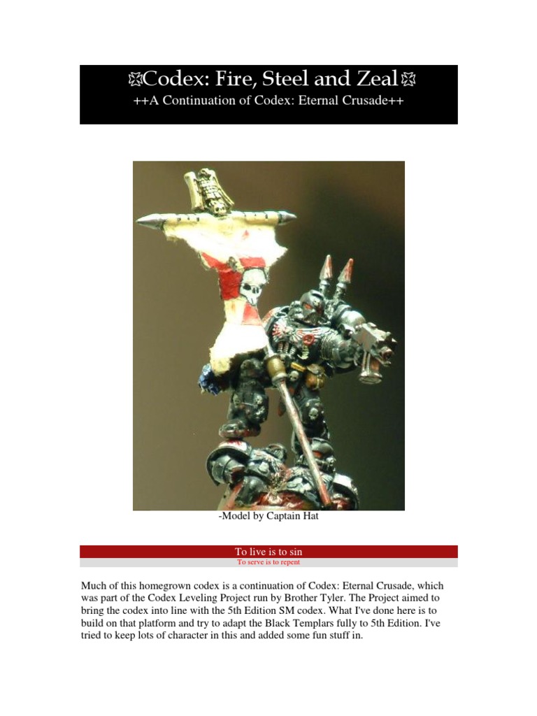 Black Templars Codex: Fire, Steel, Zeal | PDF | Infantry | Wars & Military