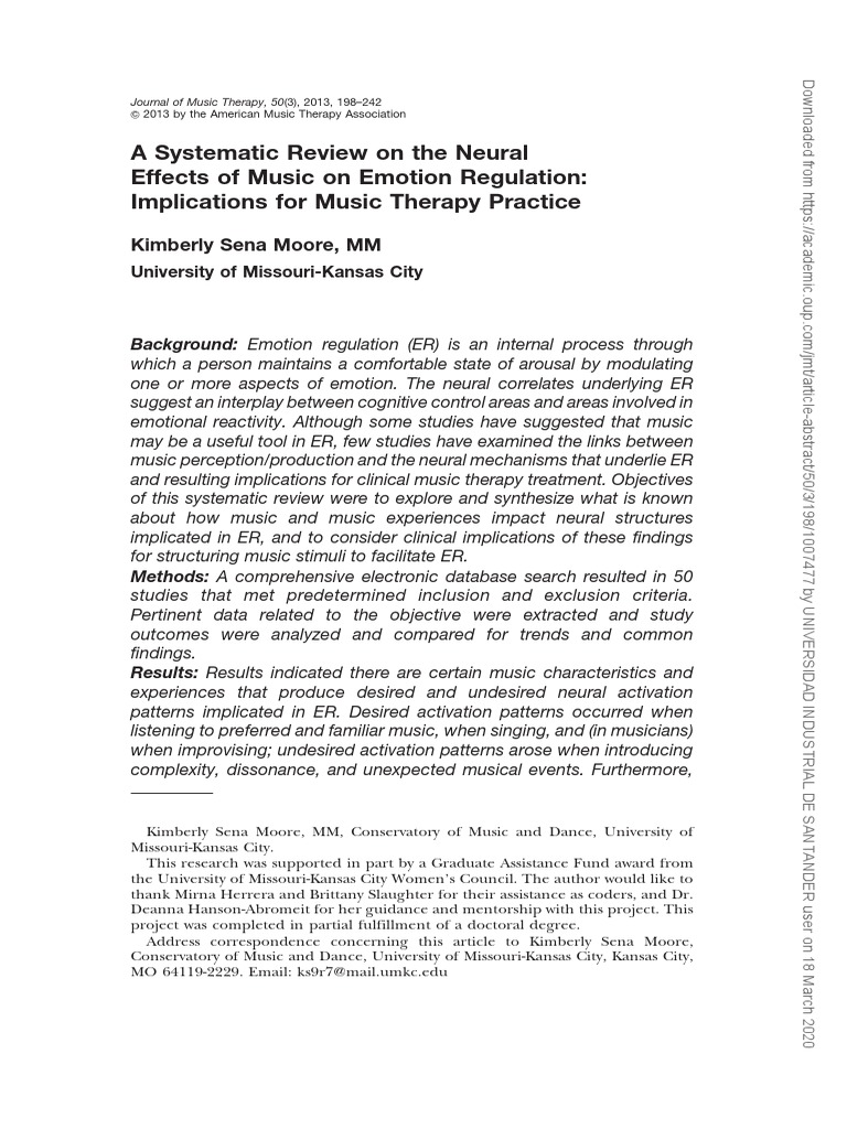 Music's Neural Impact on Emotion | PDF | Emotional Self Regulation ...