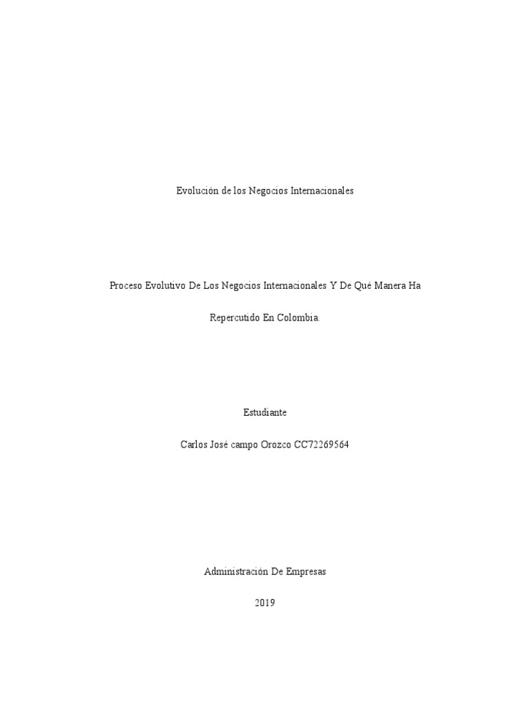 Evolución de Los Negocios Internacionales PDF
