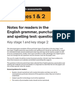 Key Stages 1 & 2: Notes For Readers in The English Grammar, Punctuation and Spelling Test: Questions