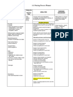 Nursing Process Planner: Data Analysis Nursing Diagnosis