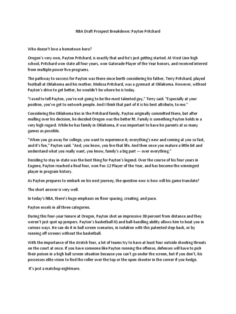 NBA Draft Prospect Breakdown PDF Ball Games Team Sports