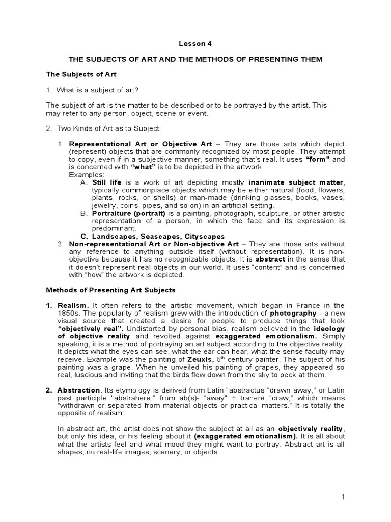 Art Subjects and Presentation Methods | PDF | Impressionism | Surrealism