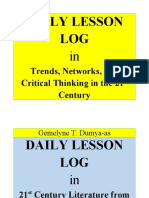 Daily Lesson LOG: Trends, Networks, and Critical Thinking in The 21 Century