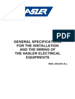 General Specifications For The Installation and The Wiring of The Hasler Electrical Equipments