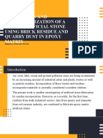 Production and Characterization of A Novel Artificial Stone Using Brick Residue and Quarry Dust in Epoxy Matrix
