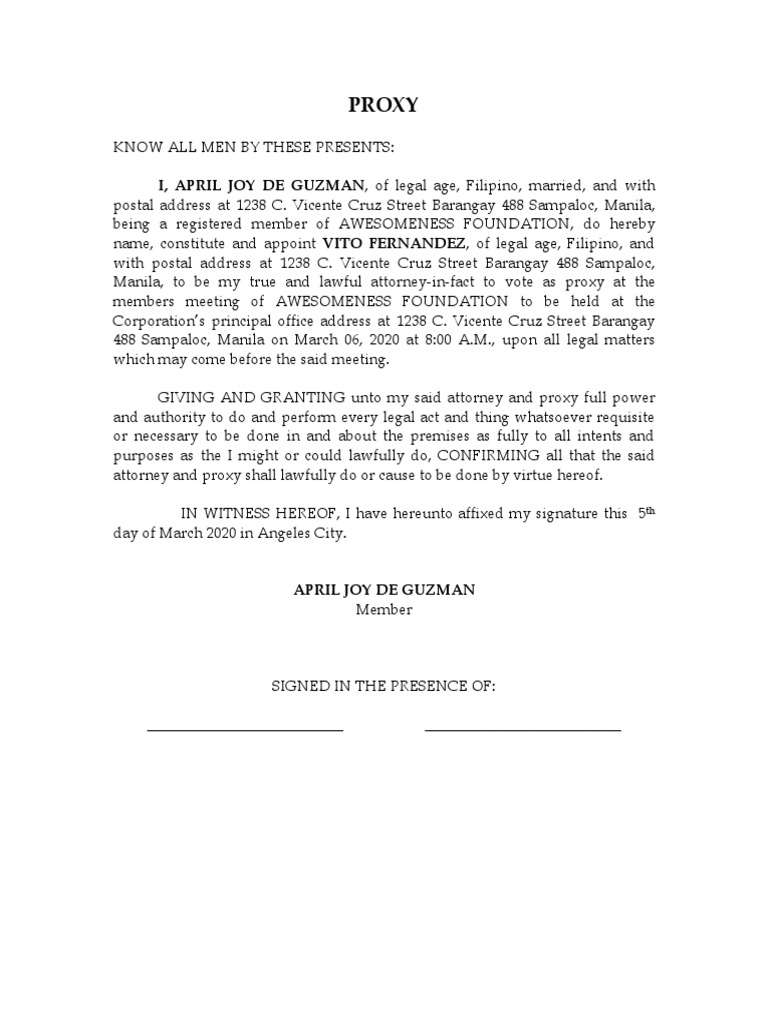 Proxy Authorization Notice | PDF