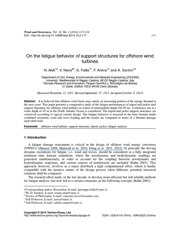Fatigue Analysis Of Offshore Wind Turbin Pdf Fluid Dynamics