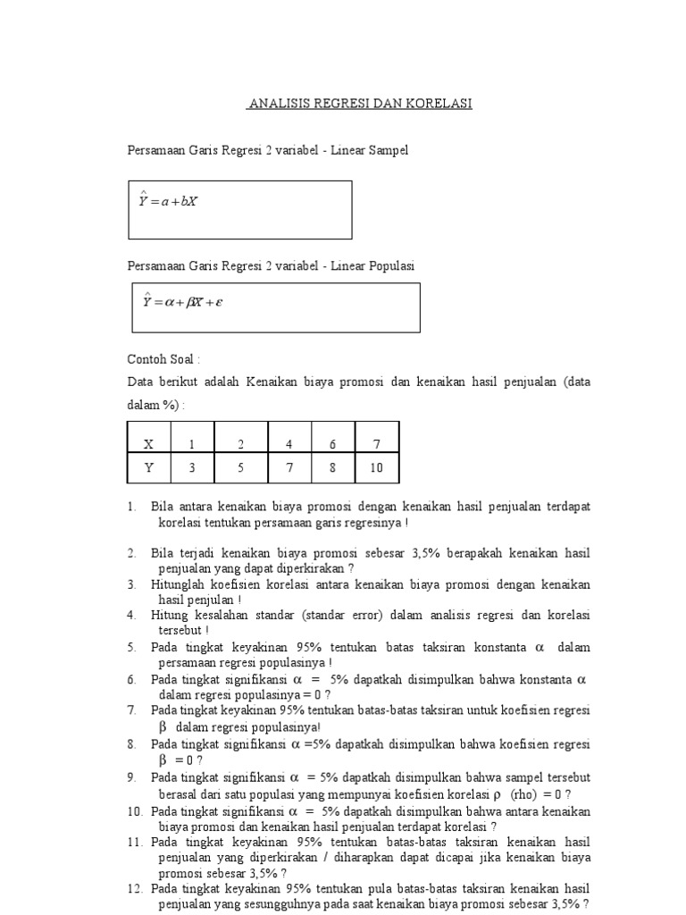 Analisis Regresi Dan Korelasi