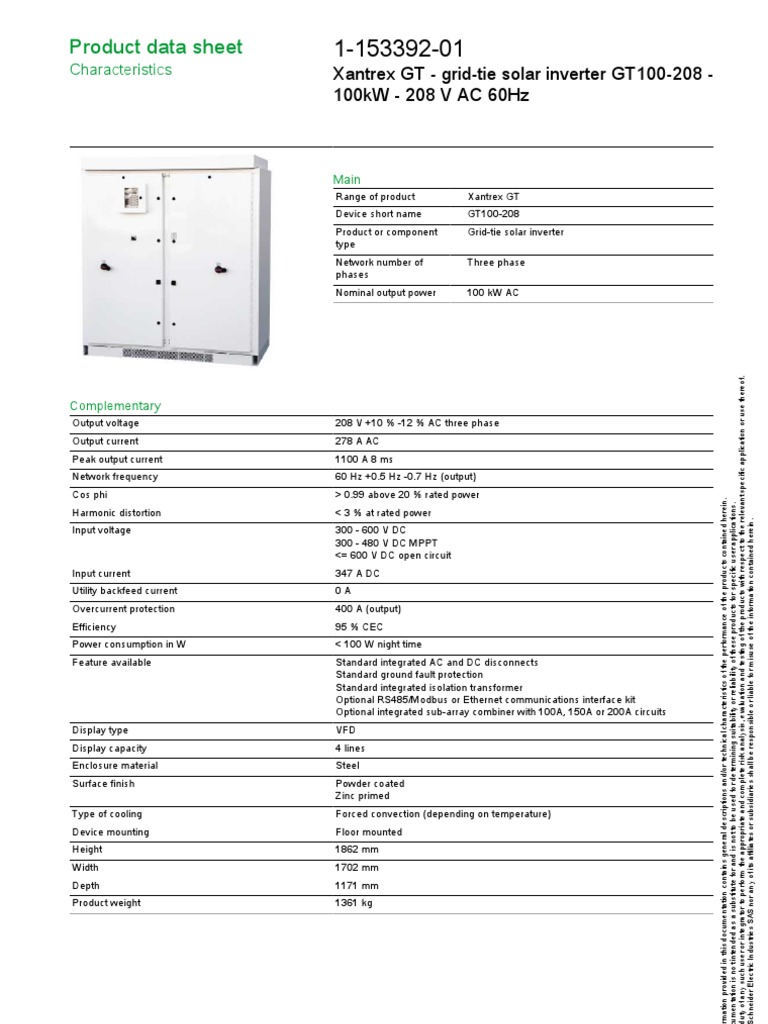 Solar Inverter Specs for Engineers | PDF | Power Inverter | Alternating ...